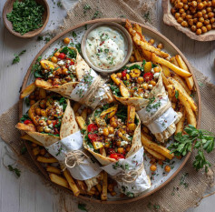 Spinach Wraps with Crispy Baked Potato Fries Delight