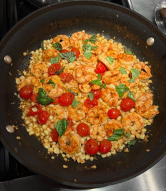 Summer Shrimp Scampi with Burst Tomatoes and Golden Corn