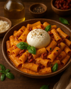 Sun-Dried Tomato & Burrata Rigatoni Bliss