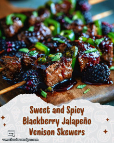 Sweet and Spicy Blackberry Jalapeño Venison Skewers