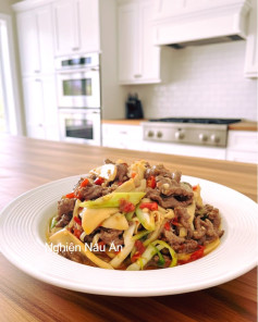 Thịt Bò Xào Nấm Đùi Gà Cay Thơm Hương Sa Tế