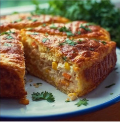 Torta de Frango Cremosa com Milho e Ervilha
