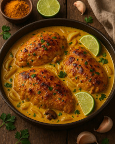 Tropical Coconut Curry Chicken Delight with Lime and Ginger