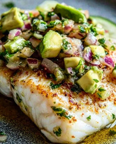 Tropical Coconut Lime Fish with Zesty Avocado Salsa