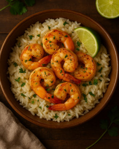 Tropical Garlic Butter Shrimp with Coconut-Lime Rice