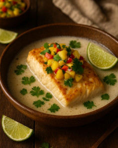 Tropical Mahi-Mahi with Coconut-Lime and Pineapple Salsa