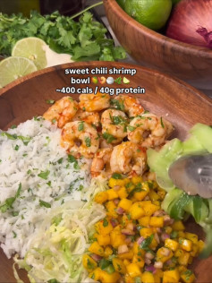 Tropical Sweet Chili Shrimp Bowl with Mango Salsa