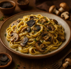 Truffle Infused Creamy Mushroom Tagliatelle Delight
