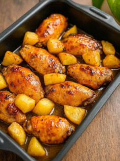 Tulipas de Frango Caramelizadas com Batatas Douradas