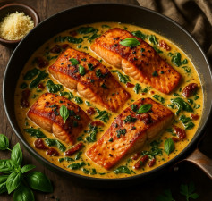 Tuscan Salmon Delight in Creamy Parmesan Sauce