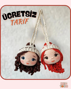 Ücretsiz Amigurumi Kız Bebek Anahtarlık Tarifi