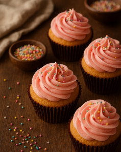 Vanilla Bliss Cupcakes with Strawberry Dream Frosting