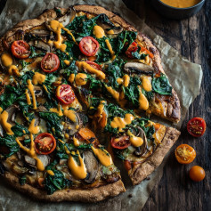 Vegan Delight: Spinach and Tomato Bliss Pizza