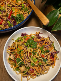 Vibrant Asian Tofu & Peanut Noodle Delight