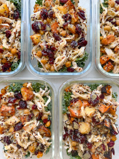 Vibrant Chicken Quinoa Salad with Sweet Potato and Cranberry