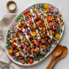 Zesty BBQ Cauliflower Crunch with Pickled Jalapeño Ranch