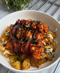 Zesty Pesto Chicken & Pepperoni Skewers Delight