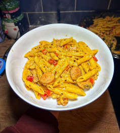 Zesty Sausage and Bacon Mozzarella Pasta Delight