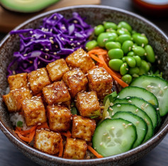 Zesty Tofu Poke Bowl with Vibrant Veggies