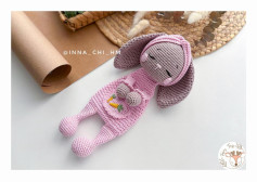 Adorable Crochet Bunny Toy with a Sleepy Expression