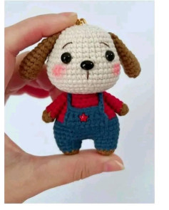 Amigurumi de Cachorro Fofo com Macacão Azul