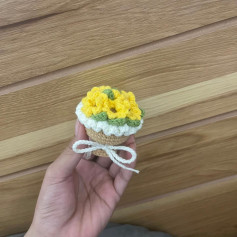 Bó hoa hướng dương mini bằng len handmade