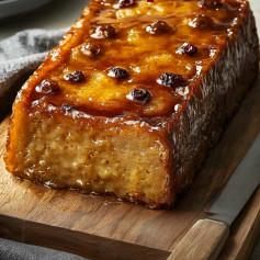Budín de Pan Caramelizado con Pasas y Canela
