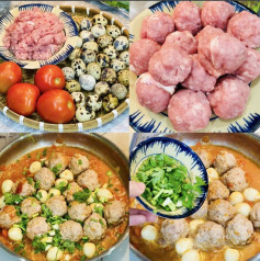 Cách làm thịt viên bọc trứng cút sốt cà chua đơn giản mà trôi cơm