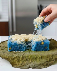 CÁCH NẤU XÔI HẠT SEN DỪA HOA ĐẬU BIẾC DẺO THƠM, BÉO BÙI, MÀU XANH NGỌC BÍCH ĐẸP MẮT