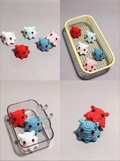 Charm thú nhồi bông nhỏ xinh móc len dễ thương nhiều màu sắc