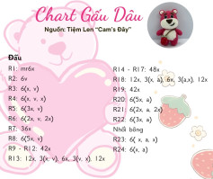Chart gấu dâu siêu cute nè 🍓🍓🍓