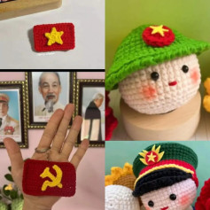 chart móc cờ sao vàng cờ búa liềm, chú bộ đội, chú công an
