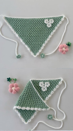 Chart móc khăn chùm đầu hoa tươi nhỏ đơn giản dễ làm