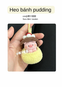 Chart móc len hình heo bánh pudding dễ thương cho người mới bắt đầu