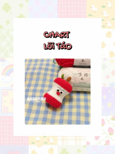 Chart móc len hình lõi táo dễ thương cho người mới bắt đầu