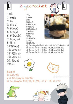 Chart móc len hình nhân vật đáng yêu với mái tóc xù