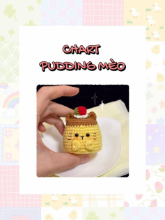 Chart móc len hình pudding mèo dễ thương cho người mới bắt đầu