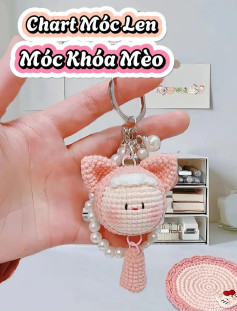 Chart móc len làm móc khóa mèo dễ thương cho người mới bắt đầu