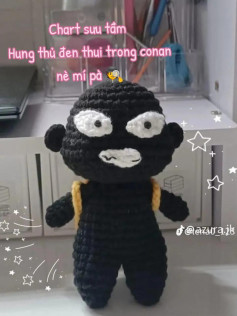 Chart móc len nhân vật bí ẩn đen thui trong Conan