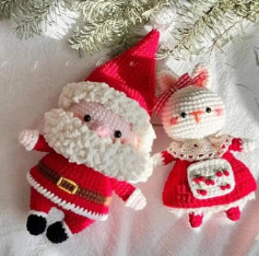 Chart móc len ông già Noel và mèo đáng yêu cho Giáng Sinh