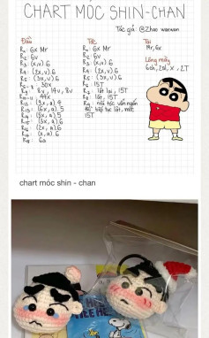 Chart móc len Shin-chan dễ thương và chi tiết