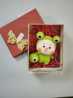 Chart móc len thú bông dễ thương cho bé với mũ ếch