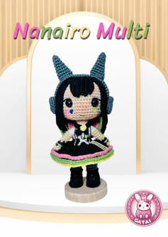 Colorful Amigurumi Doll with Unique Horns and Headphones