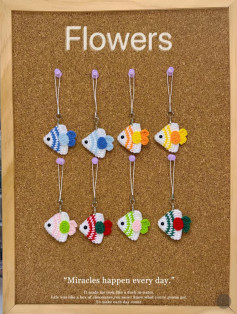 Colorful Crochet Fish Keychains Pattern Display