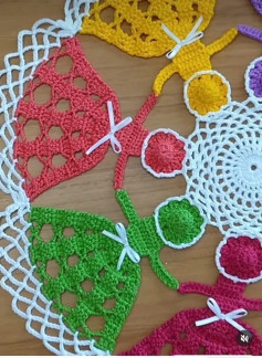 Colorful Crochet Motif with Butterfly and Circle Designs