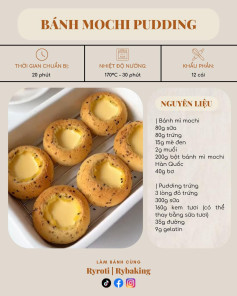 Công thức cách làm Bánh mì mochi Hàn Quốc nhân pudding CỰC KỲ CHI TIẾT