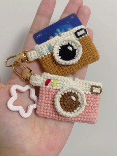 Crochet Camera Keychain for Cards and Accessories