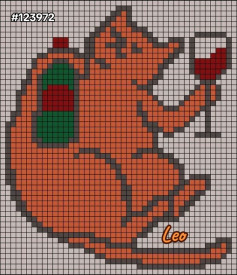 Crochet Chart: Cozy Cat with Wine and a Bottle