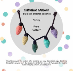 Crochet Christmas Garland Pattern with Colorful Lights, No Sew Required
