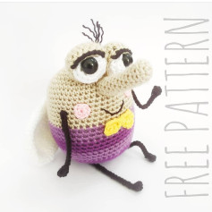 Crochet Cute Cartoon Character with Bowtie Free Pattern